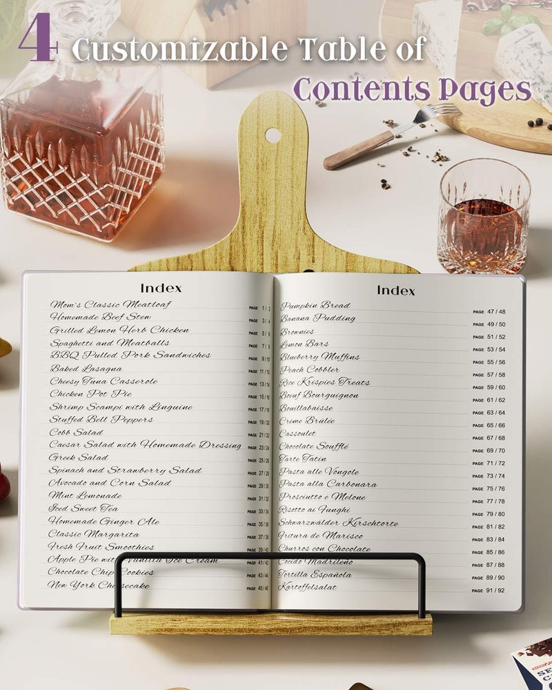hi!SCI Blank Recipe Book to Write in Your Own Recipes, Large Recipe Notebook with 192 Pages, 7" x 10" Hardcover Recipe Journal for Family Cooking Lover (Lavender Fog) - Image 3